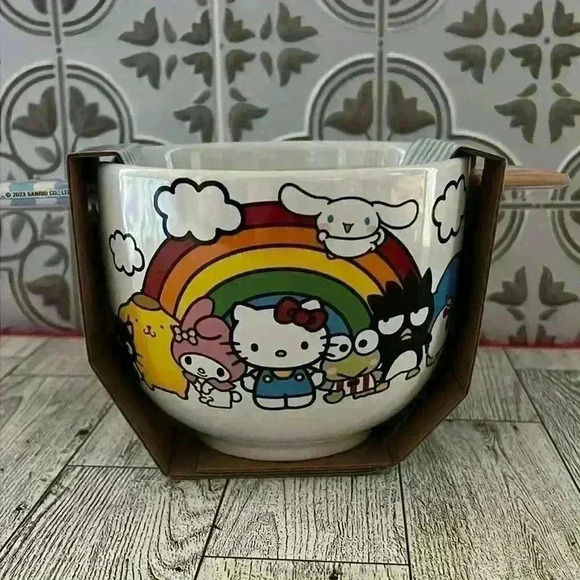 Sanrio  Hello Kitty  with Friends Rainbow Ramen Bowl with chopsticks - Picture 1 of 4